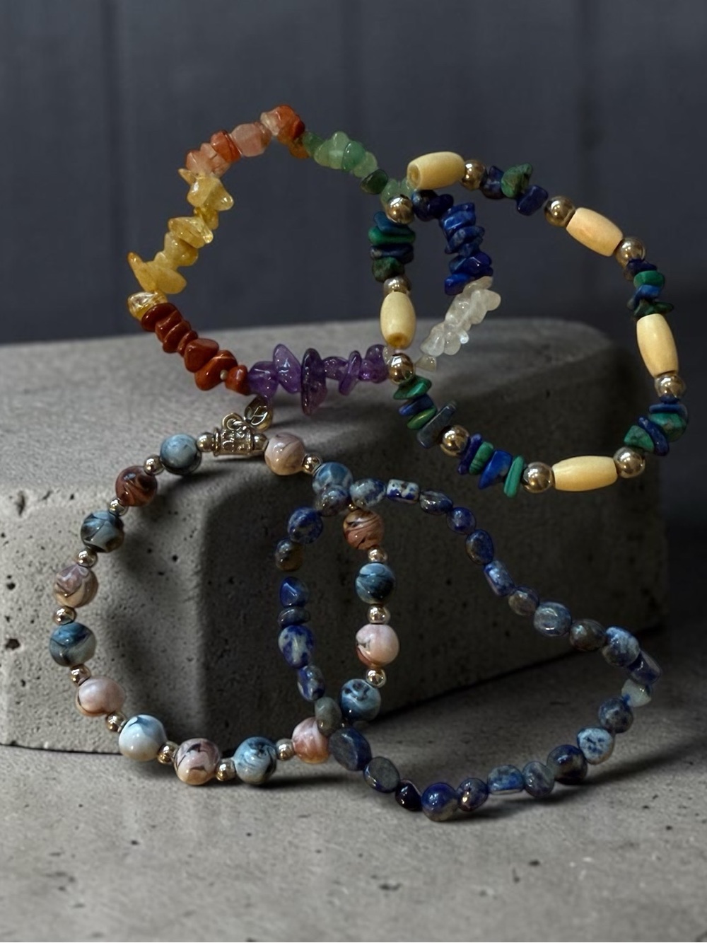 🫶🏻 Multi-Color Gemstone Beaded Bracelet Set